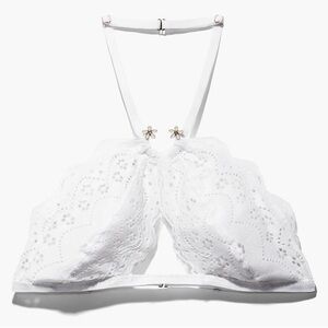 Savage X Fenty Bombshell Broderie White Lace Halter Bralette size 3x